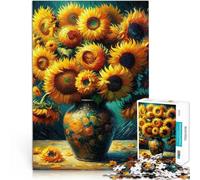 Rompecabezas de 1000 Piezas para Adultos Girasol Brillante Hecho de cartón Apto para Personas Mayores de 14 años. decoración de Pared Regalo de cumpleaños de Navidad tamaño：26x38cm