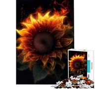 Rompecabezas de 1000 Piezas para Adultos Girasol Llamas Humo Diversión en Actividades en casa Decoración del hogar Juguetes de decoración para el hogar para Mayores de 14 años 38x26cm