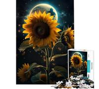 Rompecabezas de 1000 Piezas para Adultos Girasol Tierra Espacio Juguetes adictivos para Cultivar la Paciencia Juego práctico Un Reto difícil Regalo de cumpleaños (Tamaño 38x52cm)