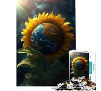 Rompecabezas de 1000 Piezas para Adultos Girasol Tierra Galaxia Sol Divertido Juego Educativo Juguete desafiante Gran Regalo Desafío difícil (Tamaño 50x75cm)