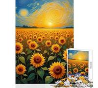 Rompecabezas de 1000 Piezas para Adultos Girasoles bajo un Cielo arremolinado Juego práctico para Toda la Familia Juguete Decorativo para la Pared Entrena tu Cerebro y Tus Manos (38x26cm)