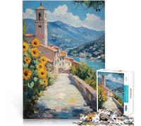Rompecabezas de 1000 Piezas para Adultos Girasoles Junto al Lago Competición de Velocidad de Manos Decoración del hogar 38x26cm