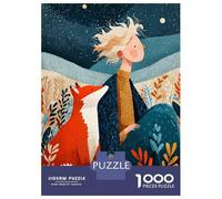 Rompecabezas De 1000 Piezas para Adultos Girl and Fox Under Starry Sky Rompecabezas para Adultos Juego Familiar Alivia El Estrés Difícil Y Desafiante 38x26cm/1000pcs