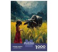 Rompecabezas De 1000 Piezas para Adultos Girl and Water Buffalo Rompecabezas para Adultos Juguetes DIY Una Obra De Arte Regalo De Cumpleaños, Regalos, 38x26cm/1000pcs