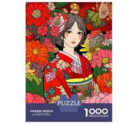 Rompecabezas De 1000 Piezas para Adultos Girl Kimono Sakura Art Rompecabezas para Adultos Juguetes DIY Una Obra De Arte Regalo De Cumpleaños, Regalos, 52x38cm/1000pcs