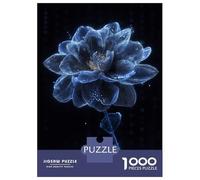 Rompecabezas De 1000 Piezas para Adultos Glowing Blue Dahlia Rompecabezas Juego De Ingenio Carrera De Velocidad De Manos Interacción Entre Padres E Hijos 38x26cm/1000pcs