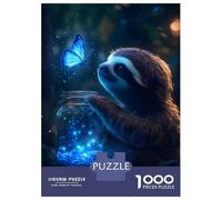 Rompecabezas De 1000 Piezas para Adultos Glowing Butterfly Sloth Rompecabezas para Adultos: Análisis Práctico del Juego Y Lógica, Toda La Familia 52x38cm/1000pcs