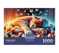 Rompecabezas De 1000 Piezas para Adultos Glowing Disco Cat Rompecabezas para Adultos Juegos Familiares Que Mejoran La Memoria Interacción Entre Padres E Hijos 38x26cm/1000pcs