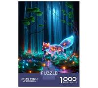 Rompecabezas De 1000 Piezas para Adultos Glowing Forest Fox Art Print Rompecabezas para Adolescentes Juguetes De Bricolaje Desafío Difícil Juego Desafiante Regalos 52x38cm/1000pcs
