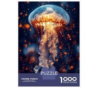 Rompecabezas De 1000 Piezas para Adultos Glowing Jellyfish in Dark Water Rompecabezas para Adultos Juego Familiar Regalos para Mujeres Regalos para Amigos Y Familiares 52x38cm/1000pcs