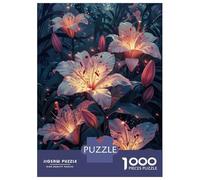 Rompecabezas De 1000 Piezas para Adultos Glowing Lilies in The Night Rompecabezas para Adultos Juegos Familiares Regalos De Corte De Precisión para Amigos Y Familiares 38x26cm/1000pcs