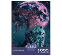 Rompecabezas De 1000 Piezas para Adultos Glowing Moon Leopard Wall Art Print Rompecabezas para Adultos Juguetes Antiestrés Carrera De Velocidad Manual Interacción Entre Padres E Hijos 70x50cm/1000pcs