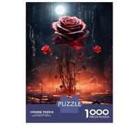Rompecabezas De 1000 Piezas para Adultos Glowing Red Rose Fantasy Artwork Rompecabezas para Adultos Juego Familiar Decoración De Pared Oferta como Regalos para Toda La Familia 38x26cm/1000pcs