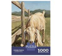 Rompecabezas De 1000 Piezas para Adultos Goat by A Wooden Fence Rompecabezas para Adultos Juego De Ingenio Una Obra De Arte Interacción Entre Padres E Hijos 38x26cm/1000pcs