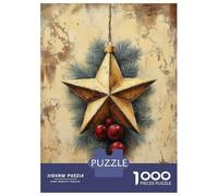 Rompecabezas De 1000 Piezas para Adultos Gold Star Christmas Ornament Rompecabezas para Adultos Juegos Familiares para La Diversión Familiar Regalo De Cumpleaños, Regalos, 52x38cm/1000pcs