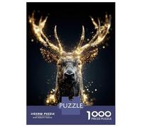 Rompecabezas De 1000 Piezas para Adultos Golden Deer Portrait Rompecabezas para Adultos Juego Familiar Mejora La Memoria Regalos Y Cumpleaños Únicos 52x38cm/1000pcs