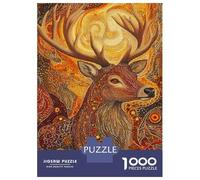 Rompecabezas De 1000 Piezas para Adultos Golden Deer Wall Art Print Rompecabezas Juguete Decoración De Pared Difícil Difícil Cumpleaños Y Navidad 38x26cm/1000pcs