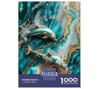 Rompecabezas De 1000 Piezas para Adultos Golden Dolphins Dance Art Rompecabezas De Juguete Decoración De Pared Una Obra De Arte Cumpleaños Y Navidad 70x50cm/1000pcs