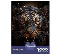 Rompecabezas De 1000 Piezas para Adultos Golden Evil Tiger Rompecabezas para Adultos Juegos De Relajación Desafío Difícil Ayuda A Ejercitar El Cerebro 38x26cm/1000pcs
