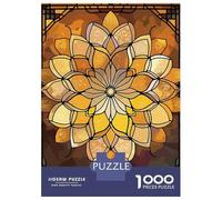 Rompecabezas De 1000 Piezas para Adultos Golden Floral Stained Glass Mandala Rompecabezas para Adultos Juego De Ingenio para La Diversión Familiar Cumpleaños 52x38cm/1000pcs