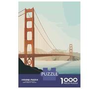 Rompecabezas De 1000 Piezas para Adultos Golden Gate Bridge and Cable Car Rompecabezas para Adultos Juegos De Relajación Desafío Difícil Ayuda A Ejercitar El Cerebro 38x26cm/1000pcs