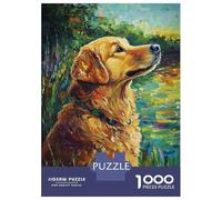 Rompecabezas De 1000 Piezas para Adultos Golden Gaze A Dog'S Serene Moment Rompecabezas para Adultos Juguetes Antiestrés Difícil Difícil Y Desafiante 52x38cm/1000pcs