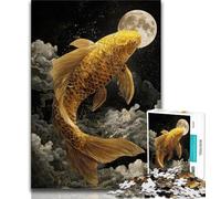 Rompecabezas de 1000 Piezas para Adultos Golden Koi para Adultos y Adolescentes Juguetes educativos interacción Entre Padres e Hijos 75x50cm