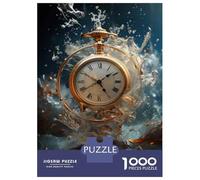 Rompecabezas De 1000 Piezas para Adultos Golden Pocket Watch Splash Rompecabezas para Adultos Juegos De Relajación Desafío Difícil Regalo De Cumpleaños, Regalos, 52x38cm/1000pcs