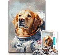 Rompecabezas de 1000 Piezas para Adultos, Golden Retriever, Astronauta, Adolescente, Juego Educativo, decoración del hogar, Regalo de cumpleaños, Arte Mural (tamaño 75x50cm)