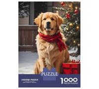 Rompecabezas De 1000 Piezas para Adultos Golden Retriever Christmas Rompecabezas para Adultos Juegos Relajantes Análisis Y Lógica Oferta como Regalos para Toda La Familia 38x26cm/1000pcs