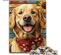 Rompecabezas de 1000 Piezas para Adultos, Golden Retriever Feliz, para Adolescentes, Juegos educativos Familiares, decoración del hogar, Regalo (tamaño 26x38cm)
