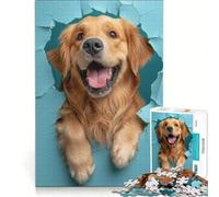 Rompecabezas de 1000 Piezas para Adultos Golden Retriever Joy, Juego Relajante, Corte de precisión, Ideal para Decorar el Escritorio 38x26cm