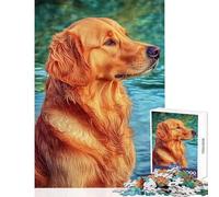 Rompecabezas de 1000 Piezas para Adultos Golden Retriever Junto al Agua Rompecabezas para Adolescentes Juegos relajantes Divertidos y Originales cumpleaños y Navidad (38x26cm)