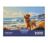 Rompecabezas De 1000 Piezas para Adultos Golden Retriever on The Be Rompecabezas para Adolescentes Juego Familiar Desafío Difícil Gran Regalo para Jugar 70x50cm/1000pcs