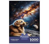 Rompecabezas De 1000 Piezas para Adultos Golden Retriever on The Moon Rompecabezas para Adultos Juguetes Antiestrés Carrera De Velocidad Manual Interacción Entre Padres E Hijos 70x50cm/1000pcs