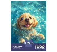 Rompecabezas De 1000 Piezas para Adultos Golden Retriever Puppy Swimming Rompecabezas para Adultos Juego Práctico Decoración De Pared Gran Regalo para Los Amantes De Los Juegos 38x26cm/1000pcs