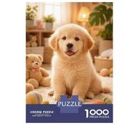 Rompecabezas De 1000 Piezas para Adultos Golden Retriever Puppy with Toys Rompecabezas para Adultos Juego Familiar Vacaciones En Casa Matar El Tiempo Difícil Y Desafiante 38x26cm/1000pcs