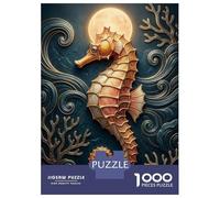 Rompecabezas De 1000 Piezas para Adultos Golden Seahorse Under The Moon Rompecabezas para Adultos Juego Familiar Mejora La Memoria Regalos Y Cumpleaños Únicos 52x38cm/1000pcs
