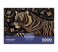 Rompecabezas De 1000 Piezas para Adultos Golden Tiger in Floral Design Rompecabezas para Adultos Juegos Relajantes Regalos para Mujeres Desafiantes para Completar 70x50cm/1000pcs