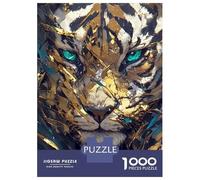 Rompecabezas De 1000 Piezas para Adultos Golden Tiger Portrait Poster, Picture, Metal Print, Paint by Creed Rompecabezas para Adultos Juego Familiar Análisis Y Lógica Cumpleaños Y