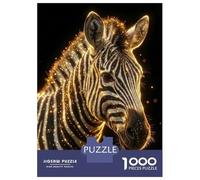 Rompecabezas De 1000 Piezas para Adultos Golden Zebra Portrait on Black Background Rompecabezas para Adultos Juegos Relajantes Regalos para Mujeres Desafiantes para Completar 70x50cm/1000pcs