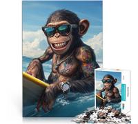 Rompecabezas de 1000 Piezas para Adultos Gorila Hipster surfeando Juegos educativos Decoración del hogar Regalo para cumpleaños 38x26cm