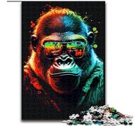 Rompecabezas de 1000 Piezas para Adultos: gorilas de Colores con Gafas, Hecho de Madera, Divertido para el hogar, 50x75cm, decoración artística DIY, Regalo de cumpleaños