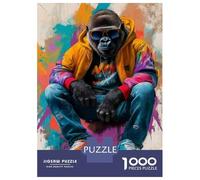 Rompecabezas De 1000 Piezas para Adultos Gorilla Art Print Wall Decor Rompecabezas para Adultos Juegos Familiares Una Obra De Arte Ayuda A Ejercitar El Cerebro 52x38cm/1000pcs