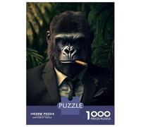 Rompecabezas De 1000 Piezas para Adultos Gorilla Boss Monkey Cigar in Suit Rompecabezas para Adultos Juguetes Antiestrés Corte De Precisión Actividades Divertidas En Casa 52x38cm/1000pcs