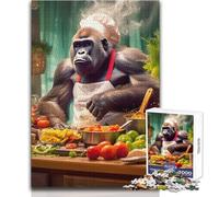 Rompecabezas de 1000 Piezas para Adultos: Gorilla Cooking Kitchen, un Lugar Tranquilo y Divertido para Pasar el Tiempo libreJuguete avanzado de precisión troqueladoTamaño 38x52cm