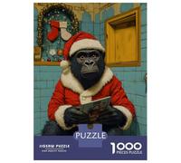 Rompecabezas De 1000 Piezas para Adultos Gorilla Santa on Toilet Christmas Rompecabezas para Adolescentes Juego Práctico Desafío Difícil Regalo De Cumpleaños, Regalos, 52x38cm/1000pcs