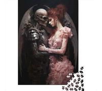 Rompecabezas De 1000 Piezas para Adultos Gothic Angel and Skeleton Romance Rompecabezas para Adultos Juegos Familiares Una Obra De Arte Ayuda A Ejercitar El Cerebro 38x26cm/1000pcs