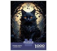 Rompecabezas De 1000 Piezas para Adultos Gothic Black Cat Art Print Rompecabezas para Adultos Juegos Familiares Carrera De Velocidad Manual Regalo De Cumpleaños, Regalos, 38x26cm/1000pcs