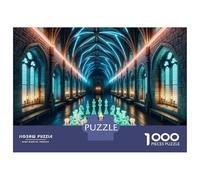 Rompecabezas De 1000 Piezas para Adultos Gothic Neon Chess Room Rompecabezas para Adultos Juego De Ingenio para La Diversión Familiar Cumpleaños 38x26cm/1000pcs